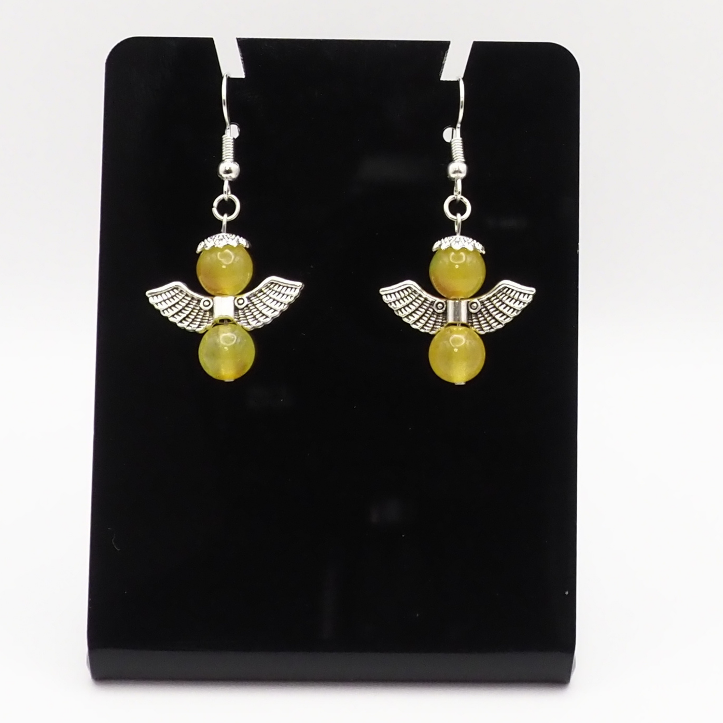 Yellow Agate Angel Earrings