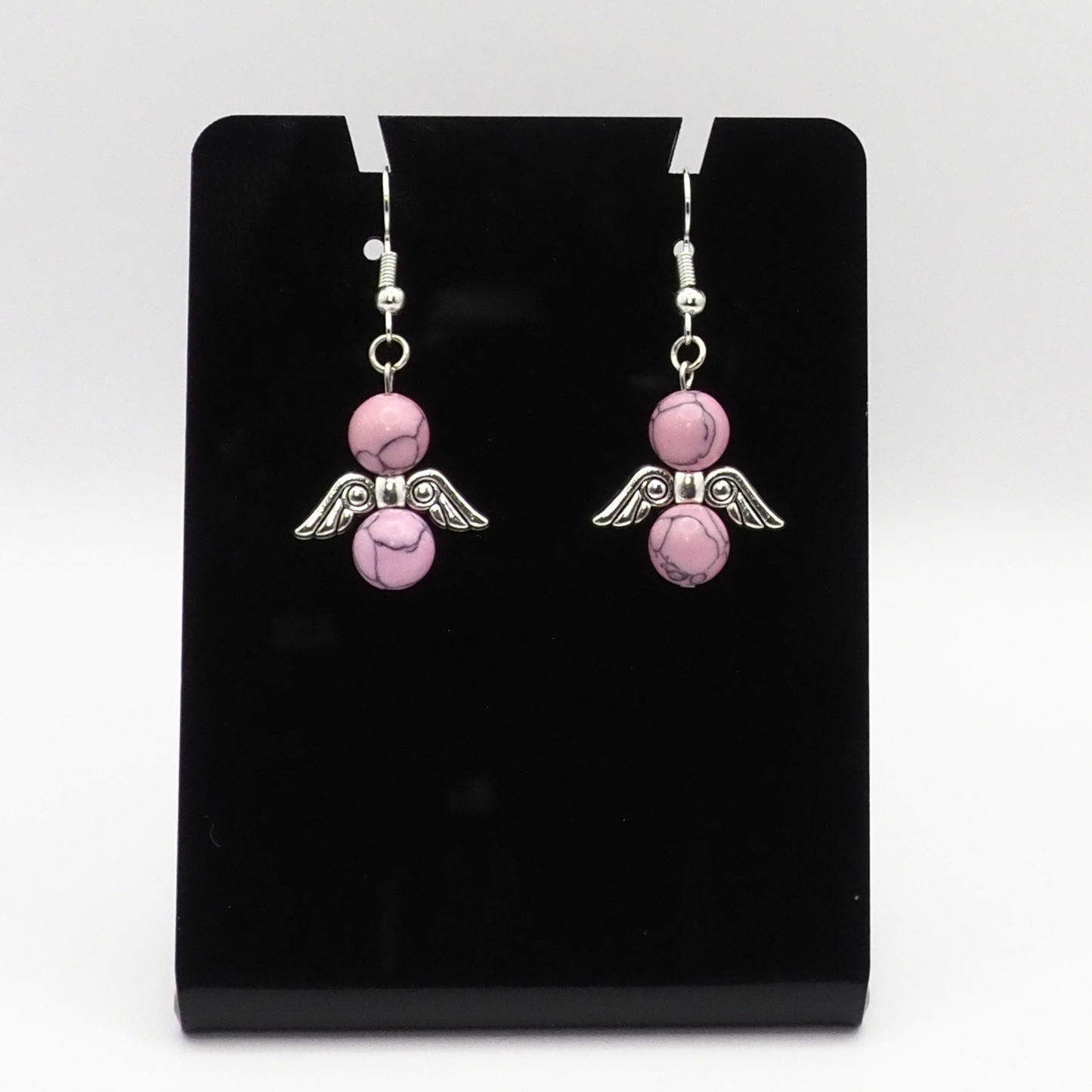 Pink Howlite Angel Earrings