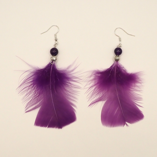 Purple Amethyst Feathery Earrings