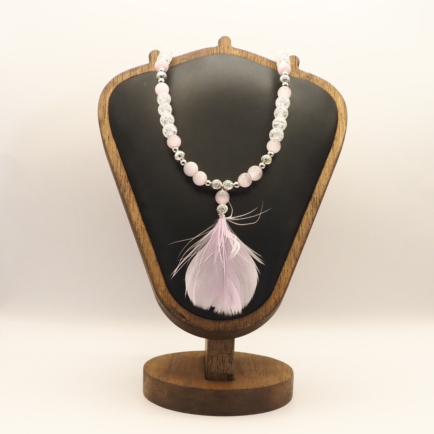 Cat's Eye And Quartz Feather Necklace