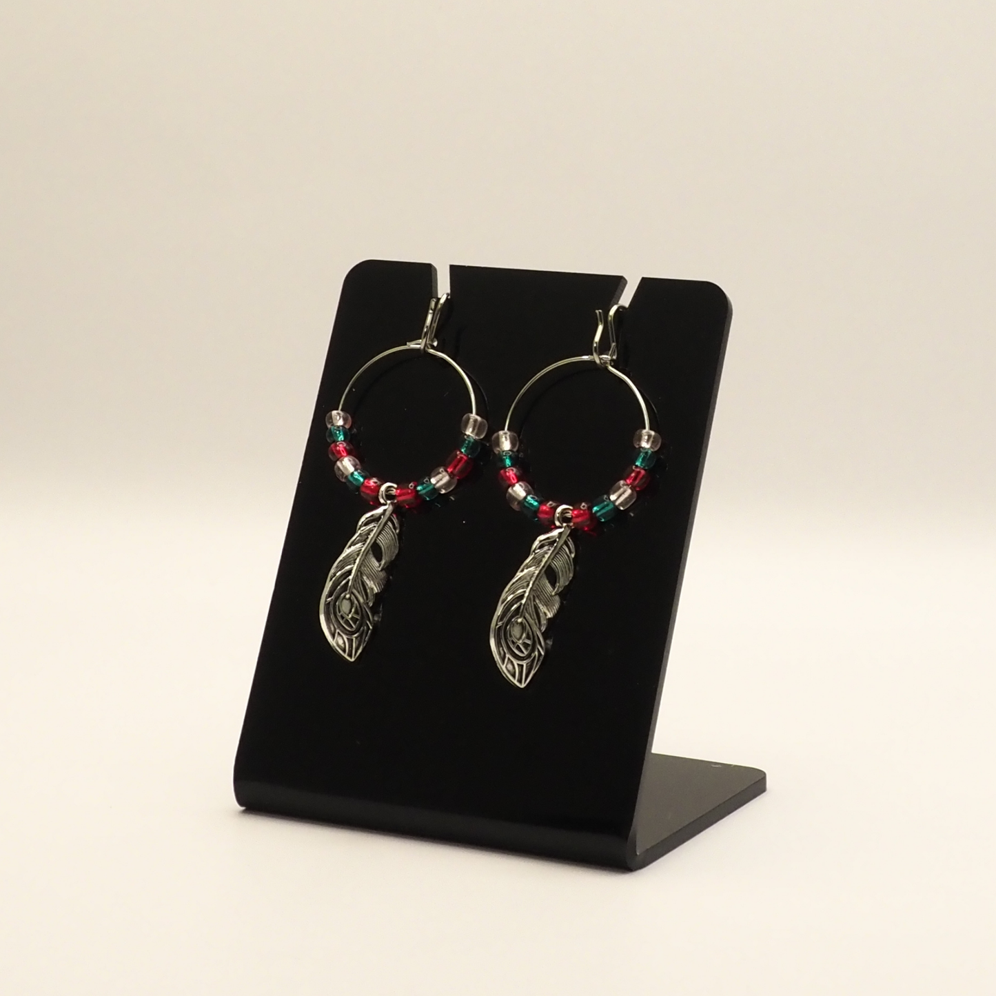 Feather Charm Hoop Earrings