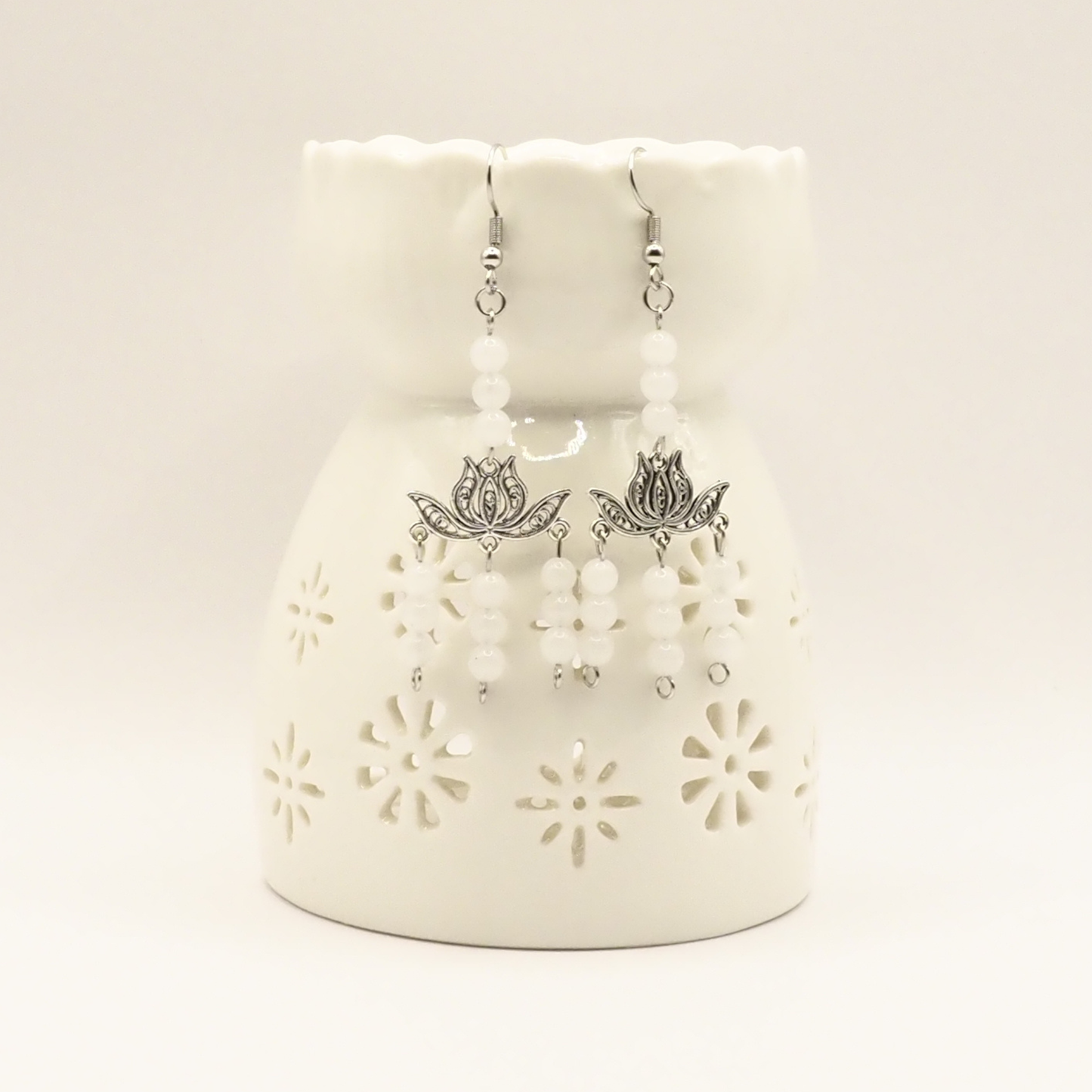 Chandelier Lotus Stone Earrings