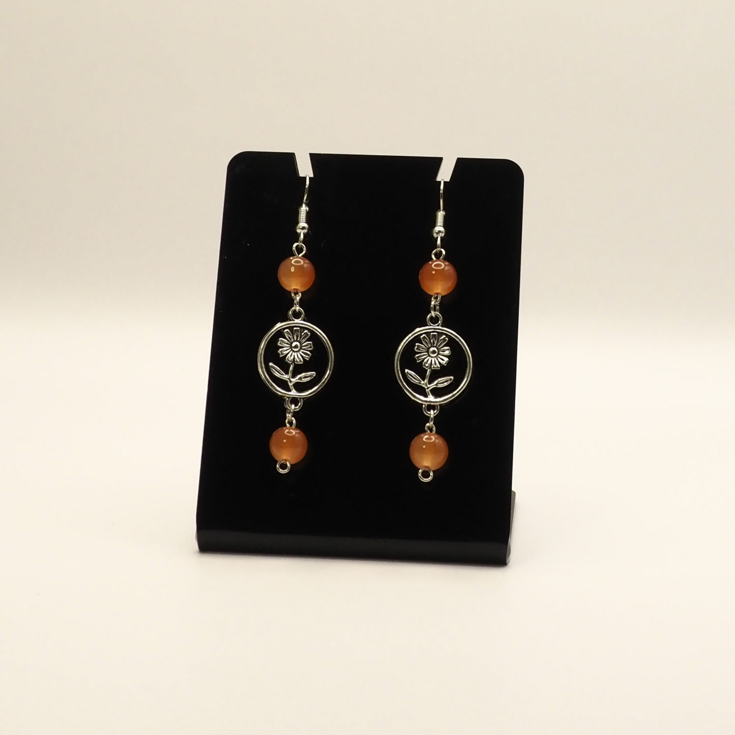 Orange Floral Drop Earrings