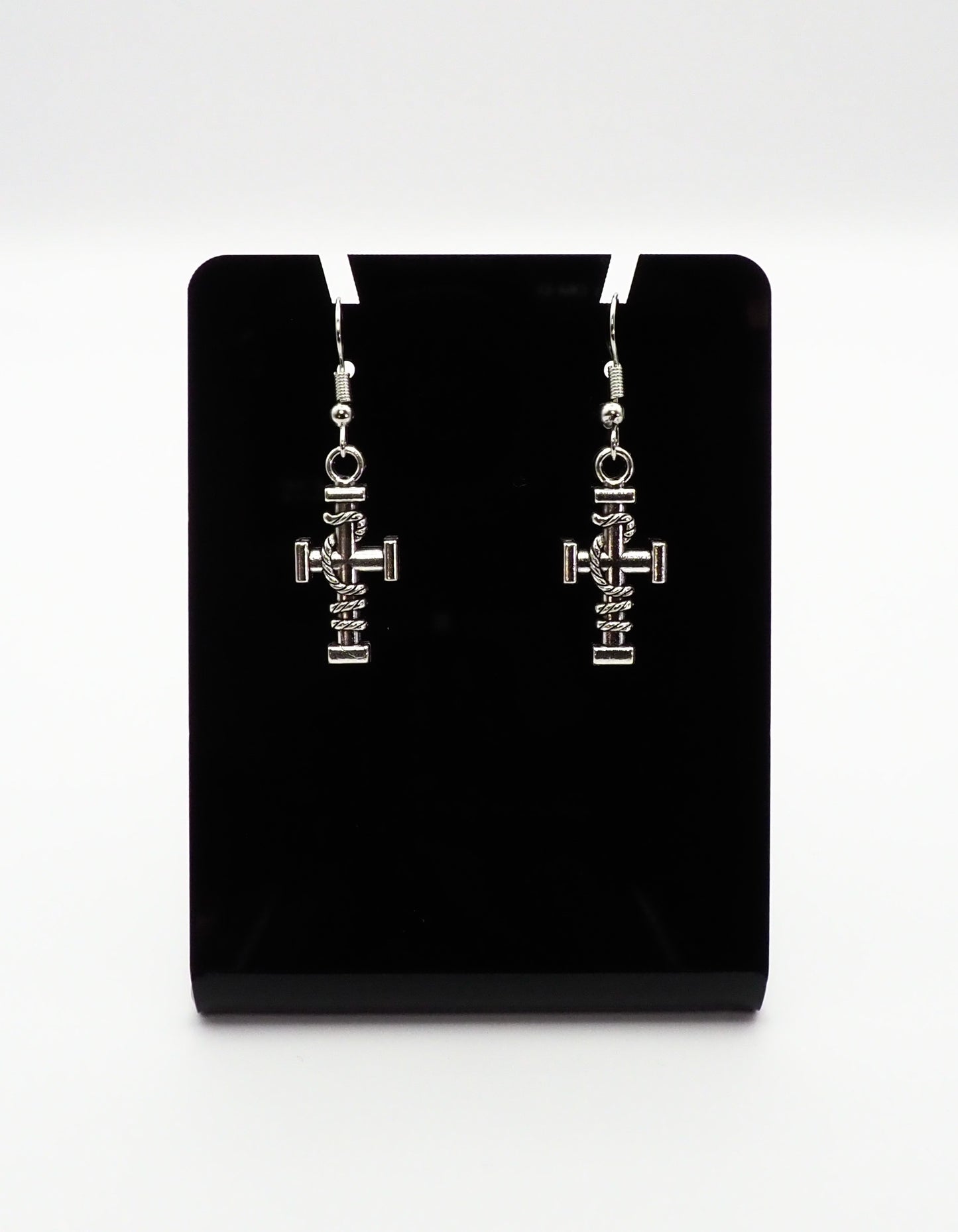 Block/Rope Cross Earrings