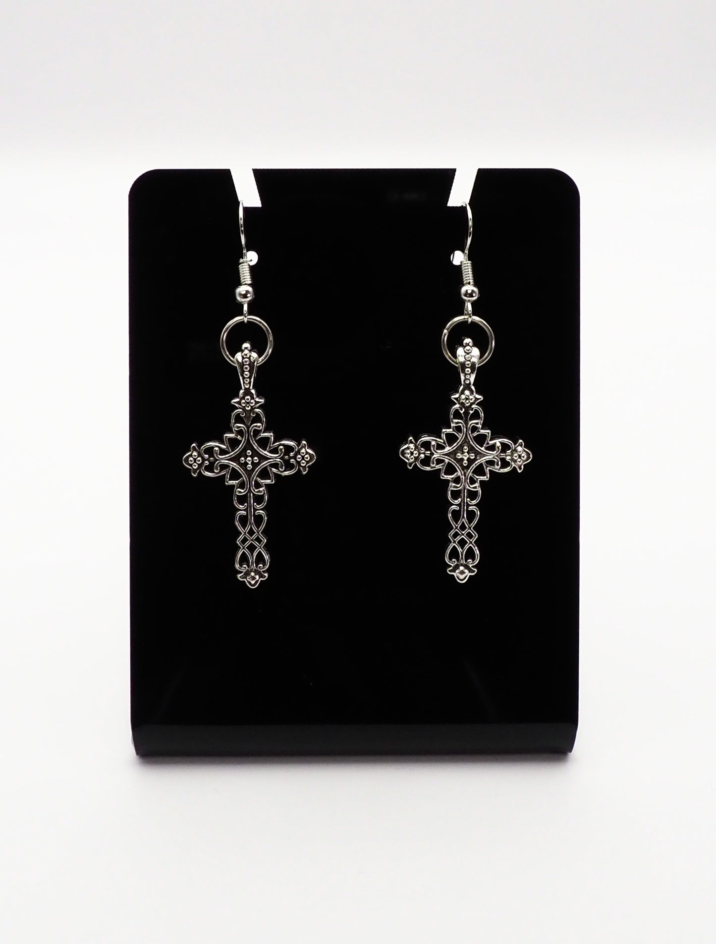Lattice Patterned Cross Earrings