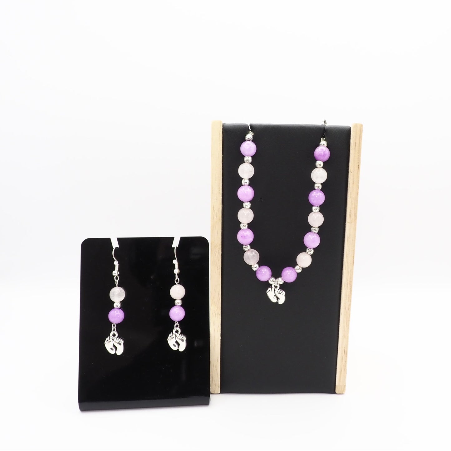 Lavender Amethyst & Quartz Bracelet and Earring Set