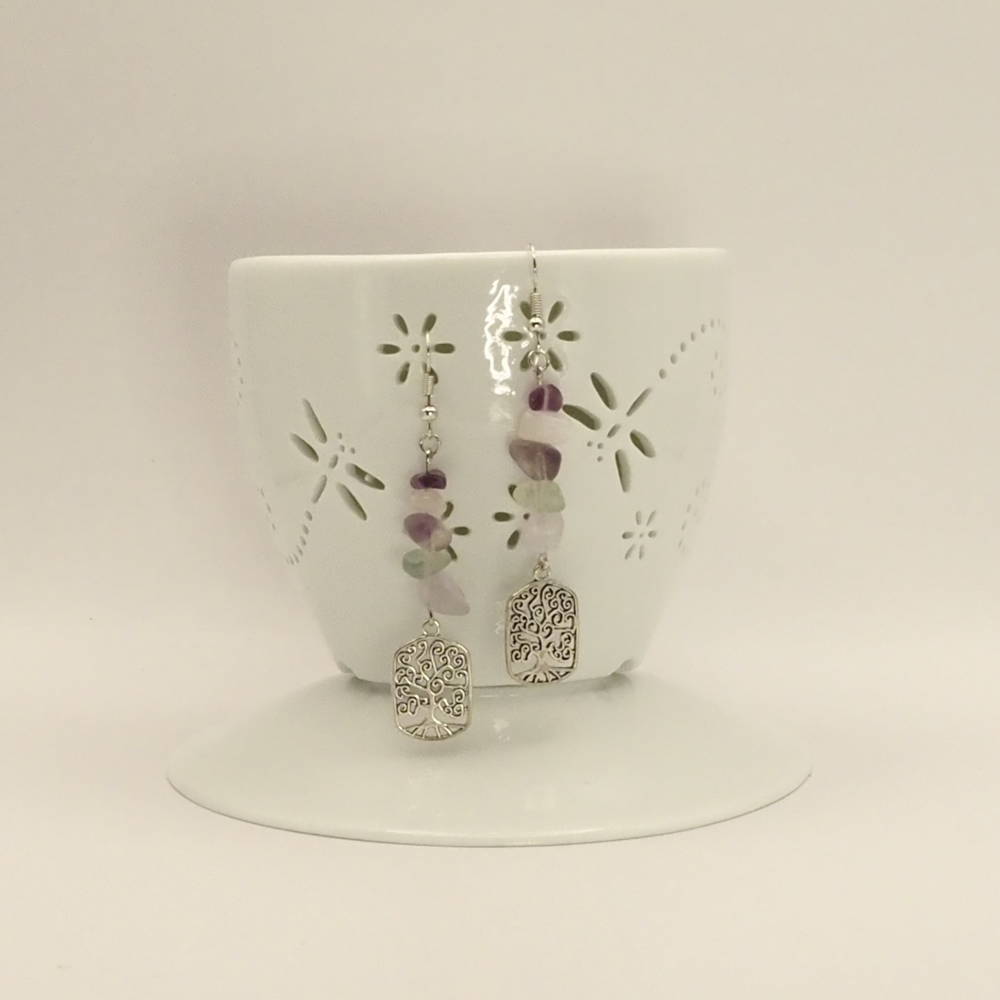 Fluorite Tree Of Life Earrings