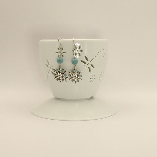 Turquoise Howlite Sun Earrings