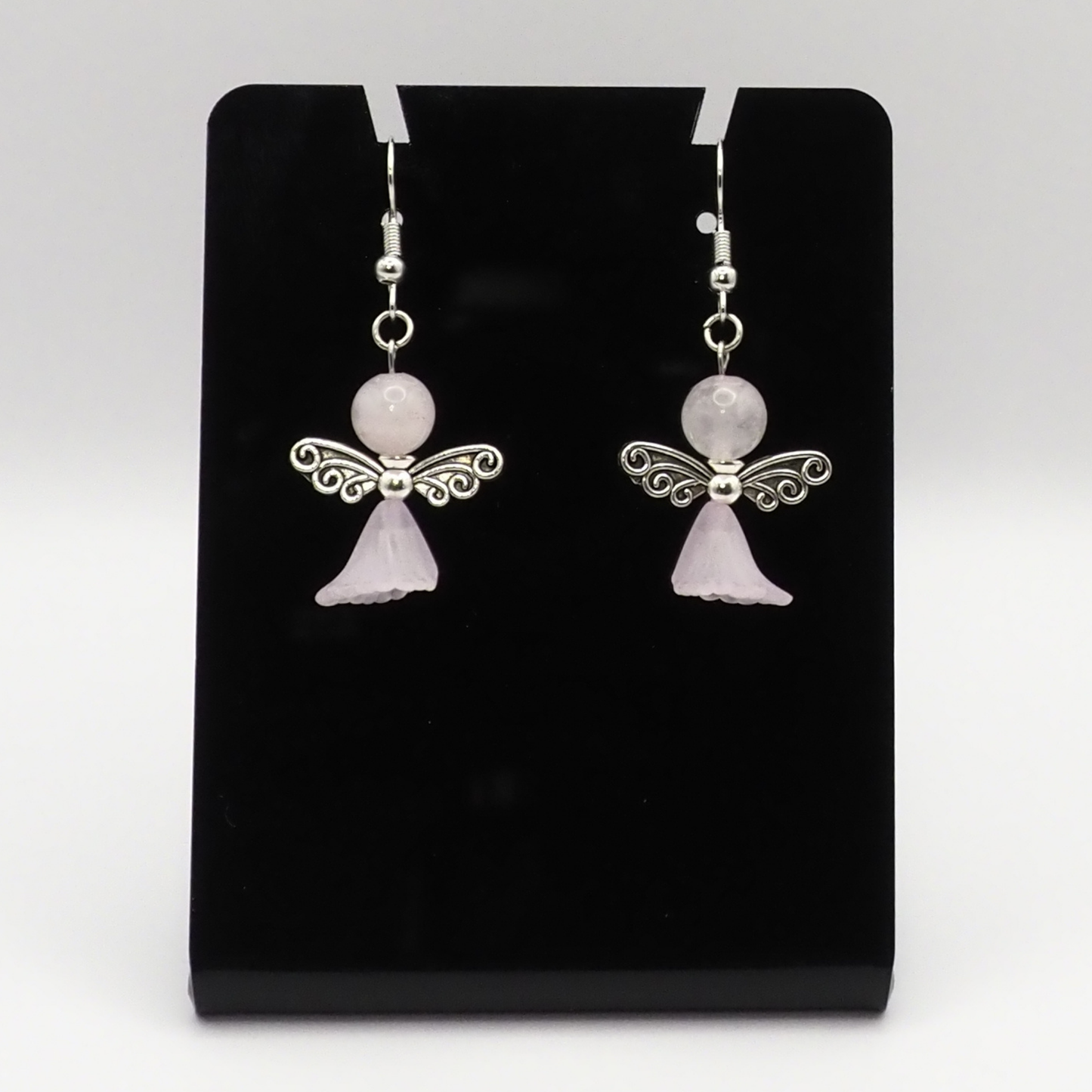 Rose Quartz Angel Earrings