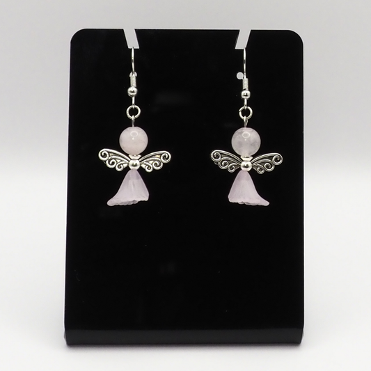 Rose Quartz Angel Earrings