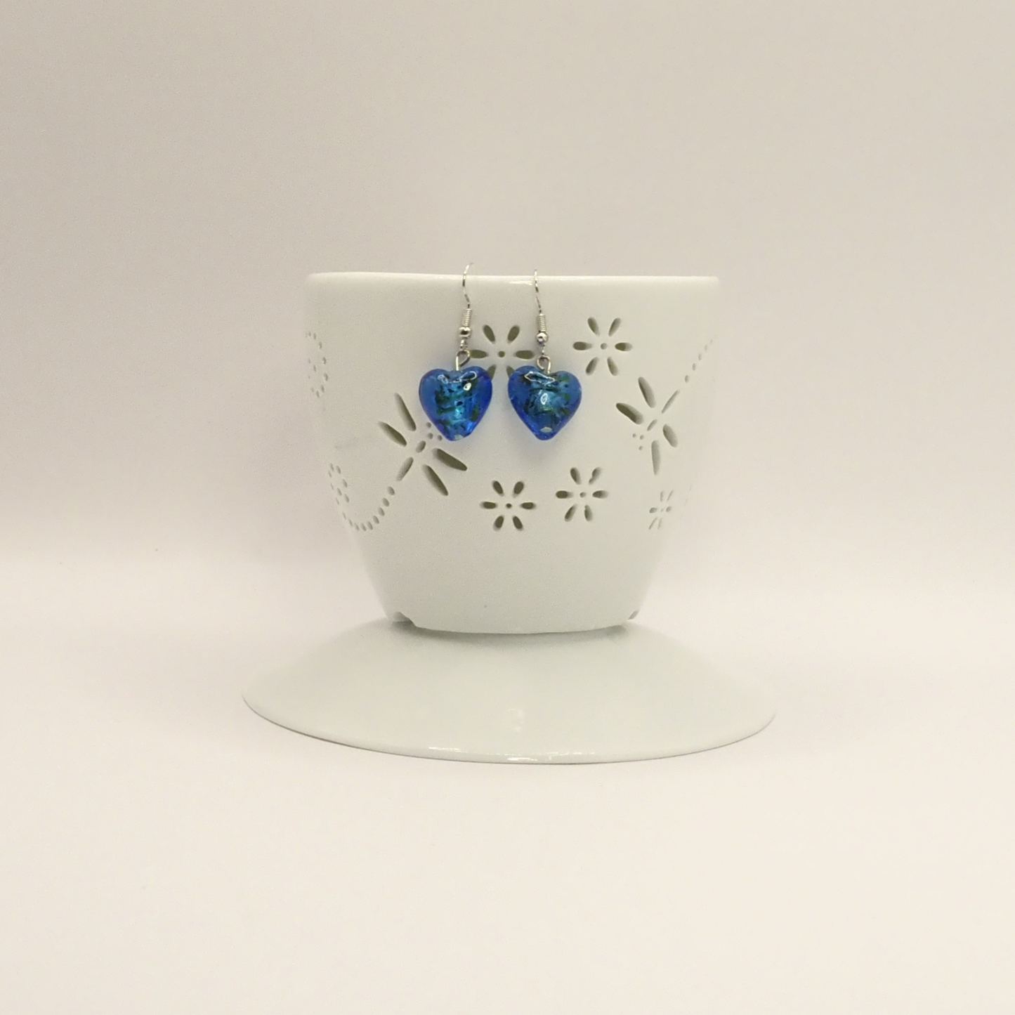 Speckled Glass Heart Earrings