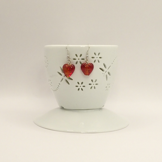 Speckled Glass Heart Earrings