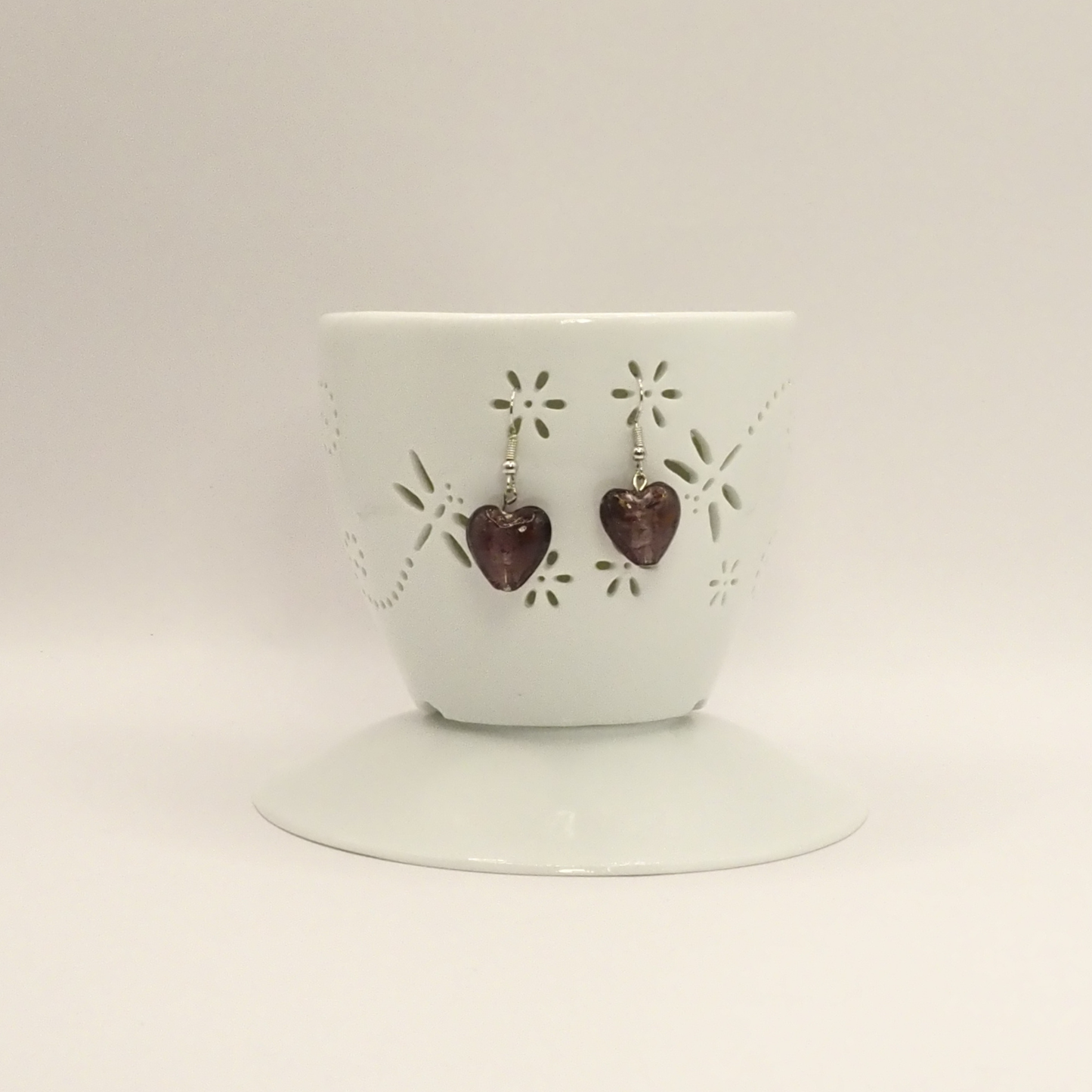 Speckled Glass Heart Earrings
