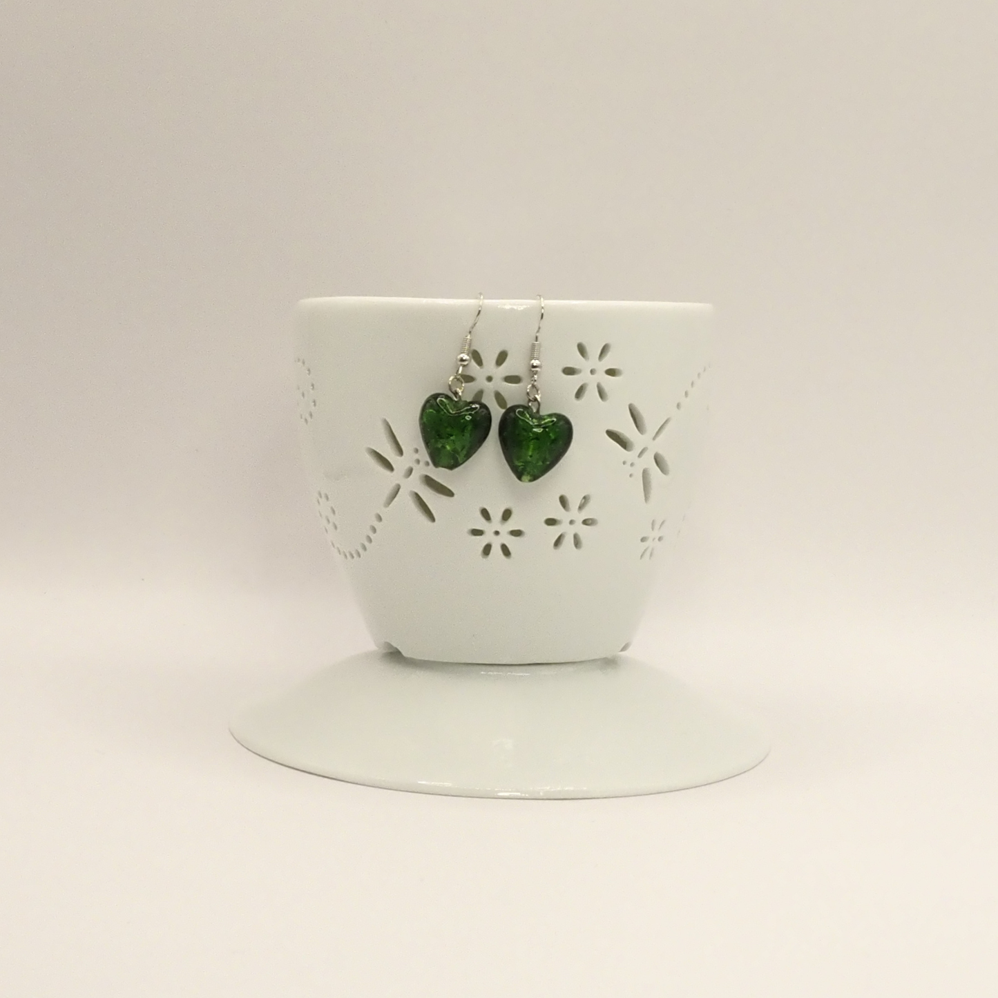 Speckled Glass Heart Earrings