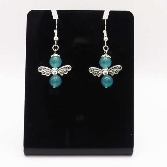 Blue Apatite Angel Earrings