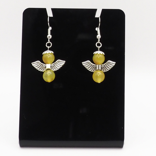 Yellow Agate Angel Earrings