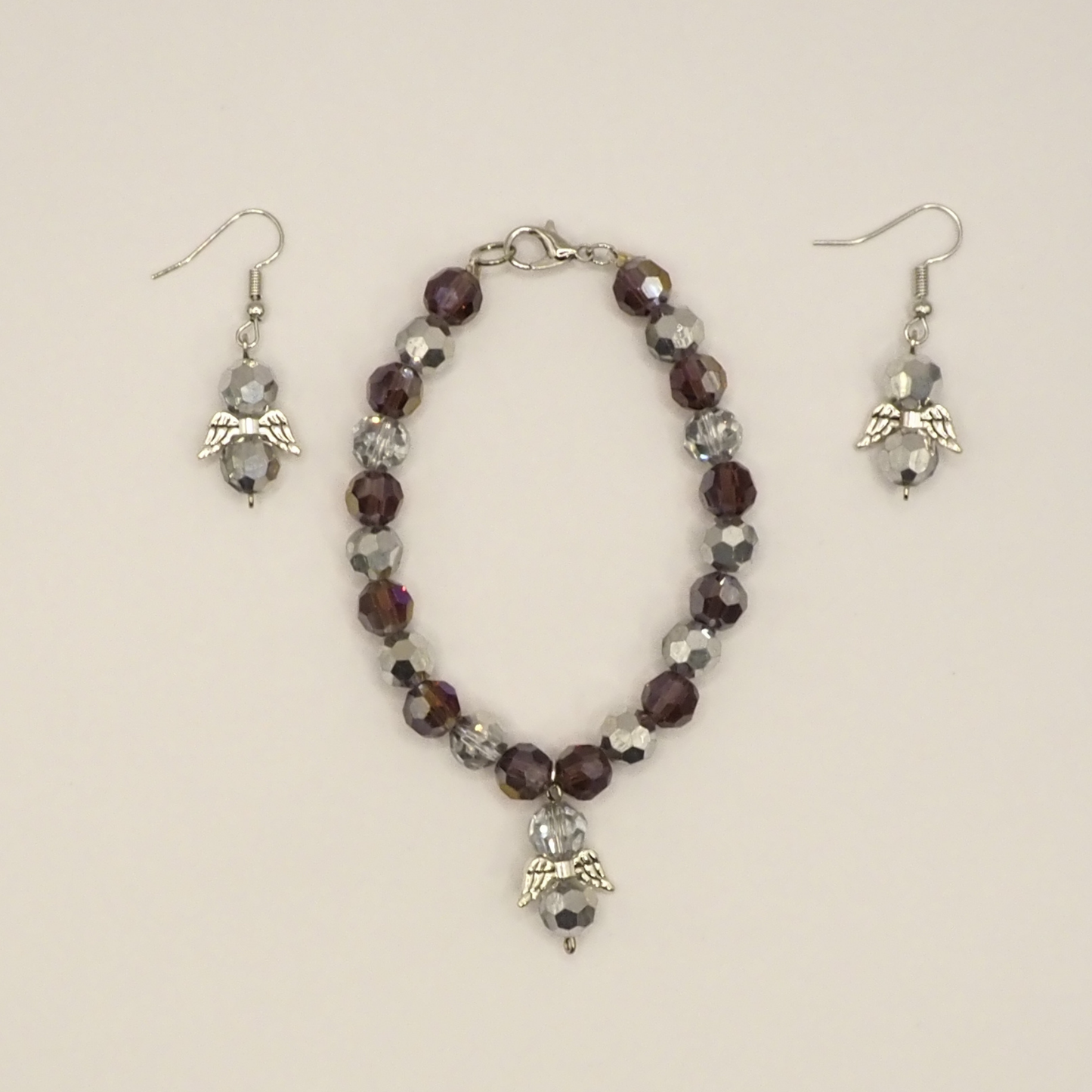 Beautiful Crystal Angel Bracelet & Earring Sets