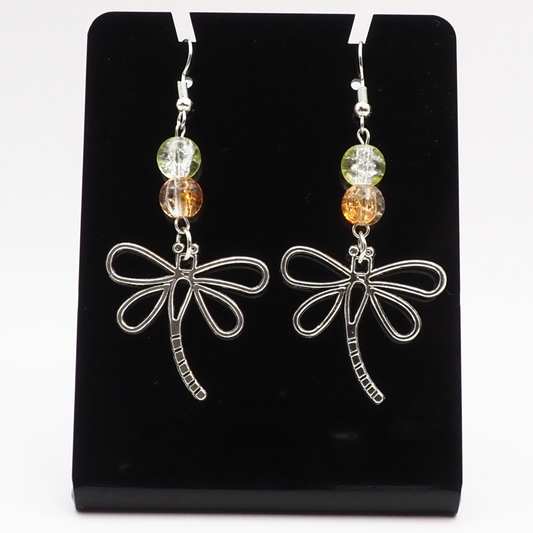 Orange Dragonfly Earrings
