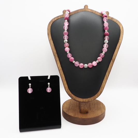 Cherry Quartz Necklace and Earring Set