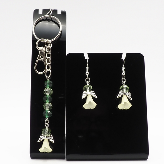 Angel Crystal Glass Keyring & Earring Sets
