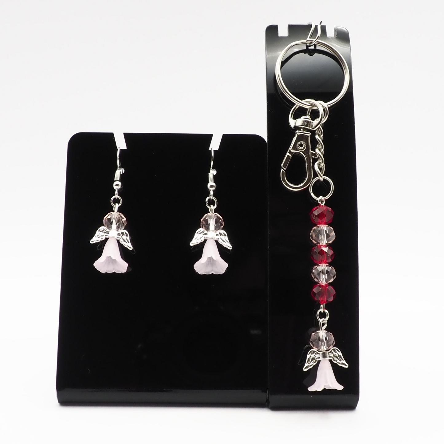 Angel Crystal Glass Keyring & Earring Sets