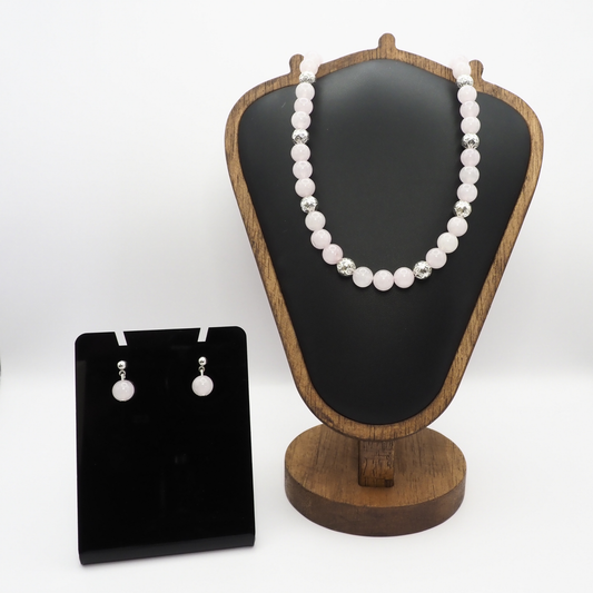 Rose Quartz Necklace and Earring Set