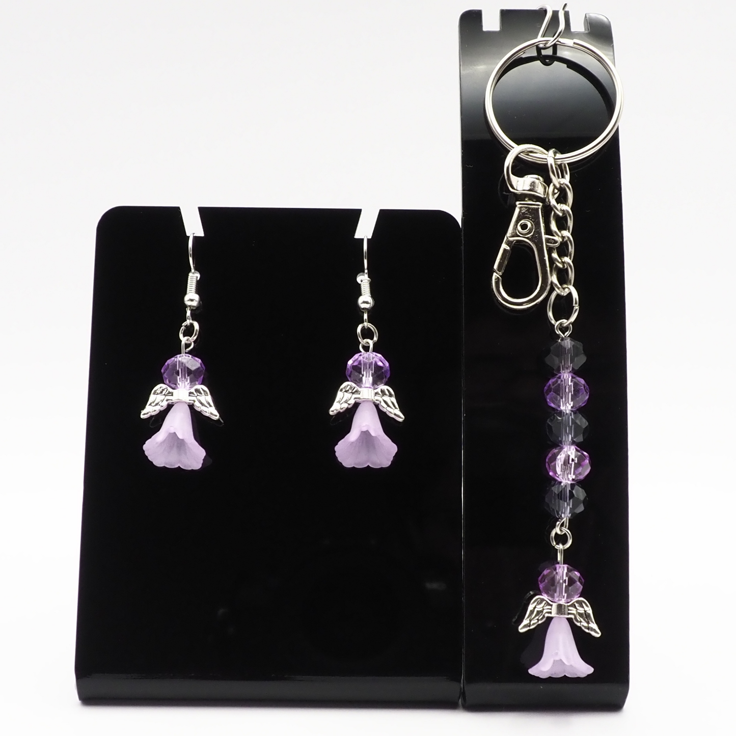 Angel Crystal Glass Keyring & Earring Sets