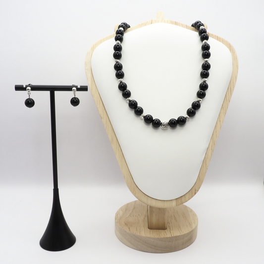 Black Onyx Necklace And Earring Set