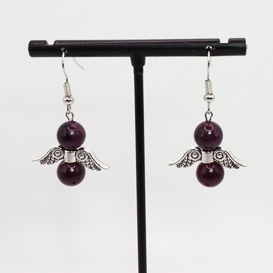 Garnet Angel Earrings
