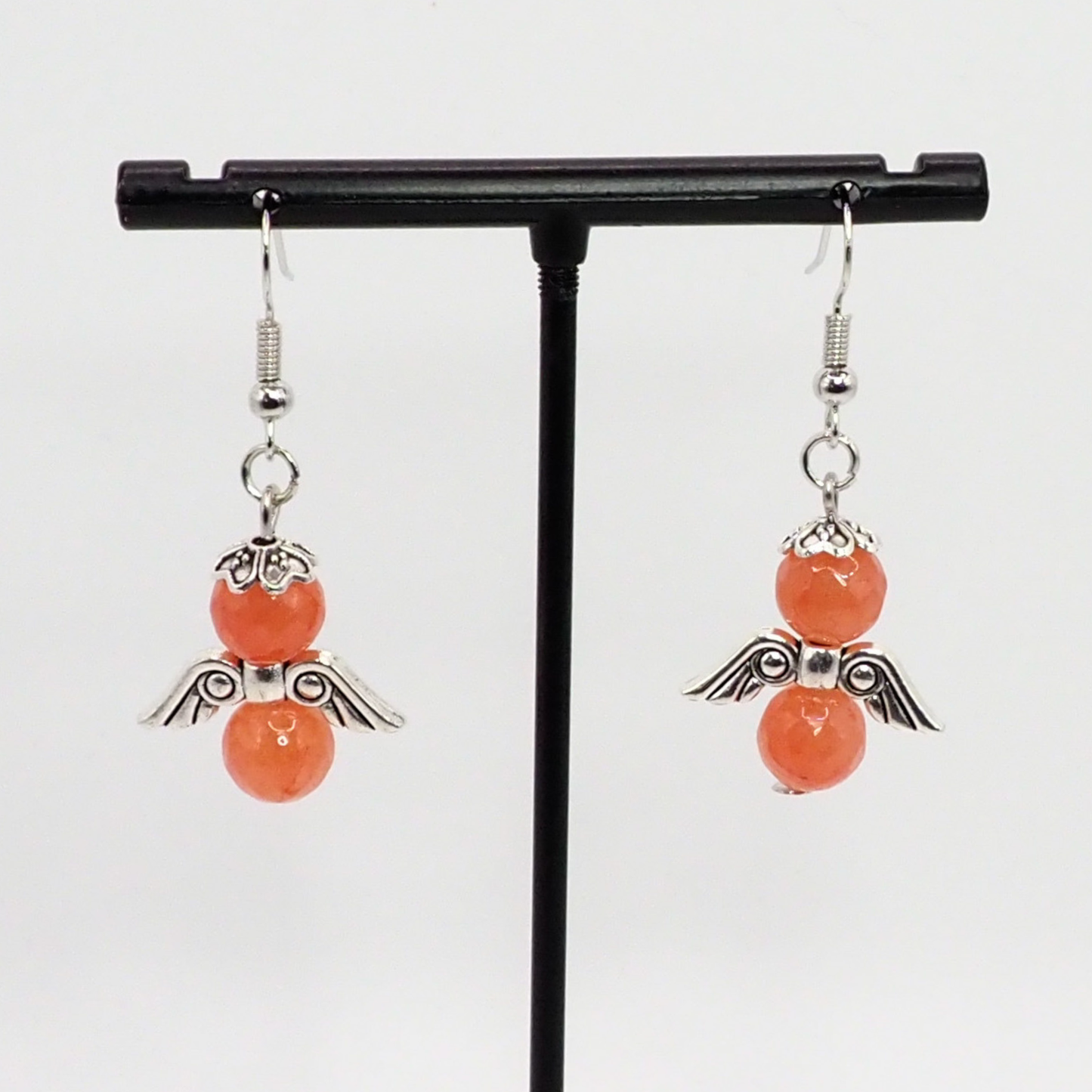 Orange Chalcedony Angel Earrings