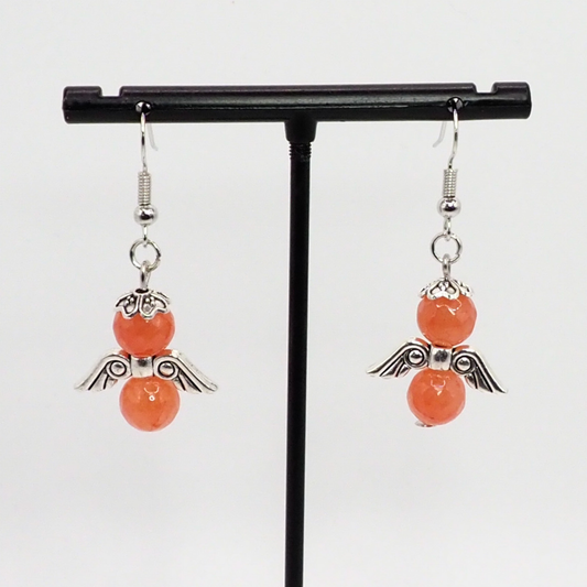 Orange Chalcedony Angel Earrings