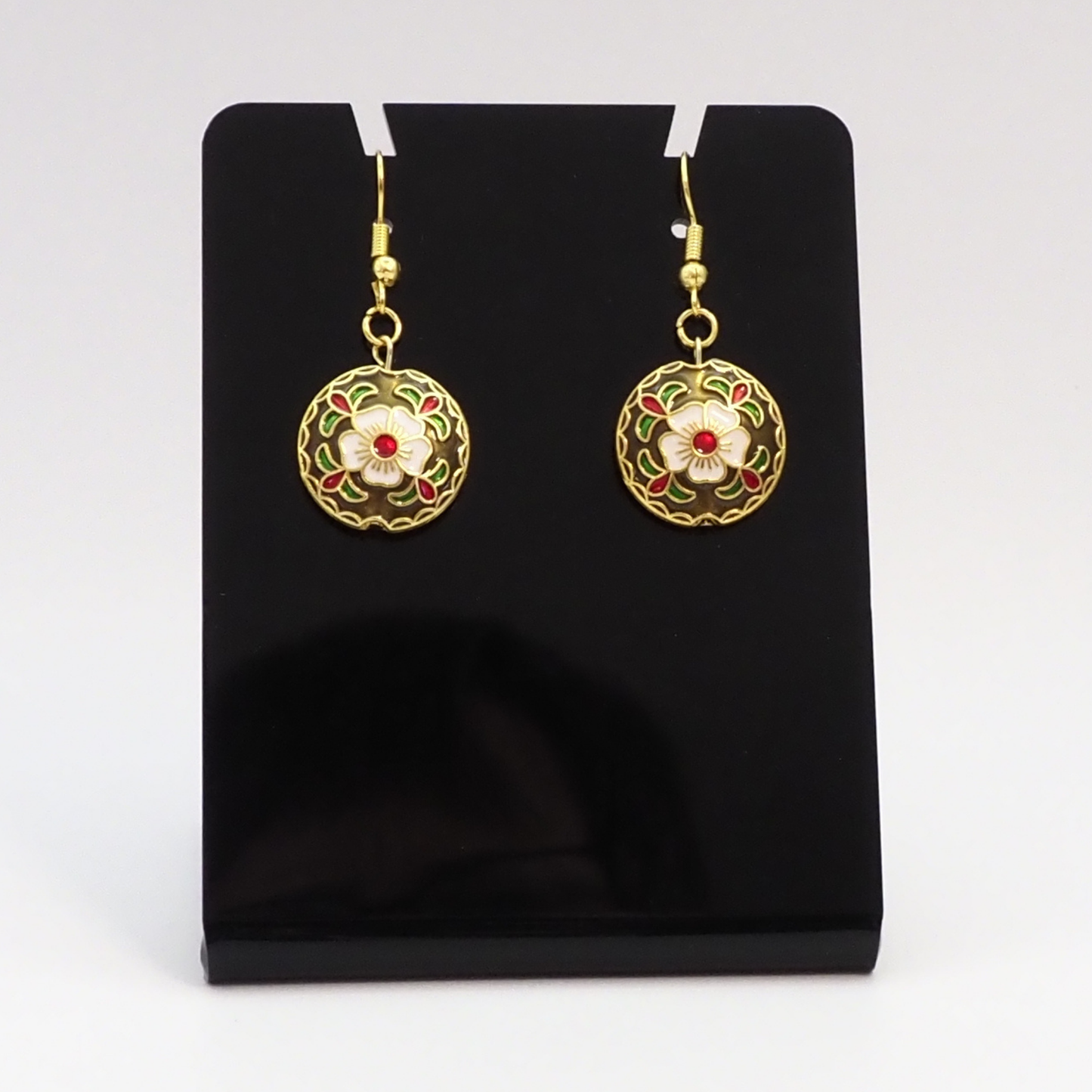 Cloisonne Floral Drop Earrings