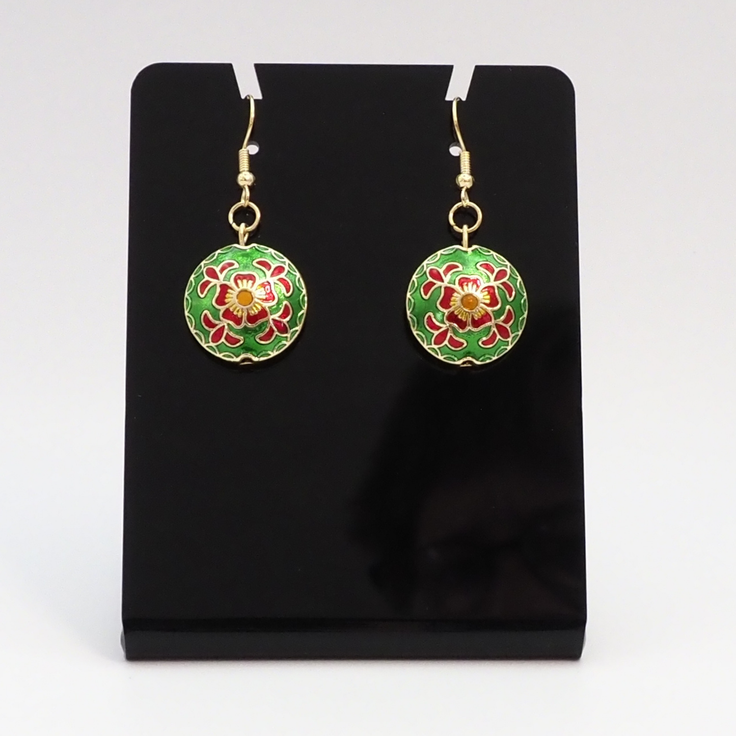 Cloisonne Floral Drop Earrings