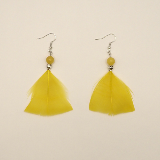 Yellow Feather Earrings