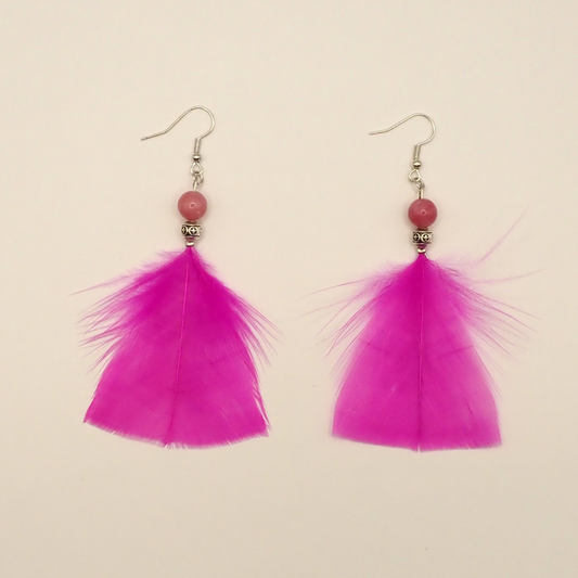 Pink Feathered Earrings