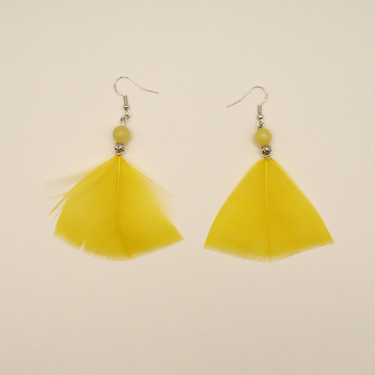 Yellow Feather Earrings