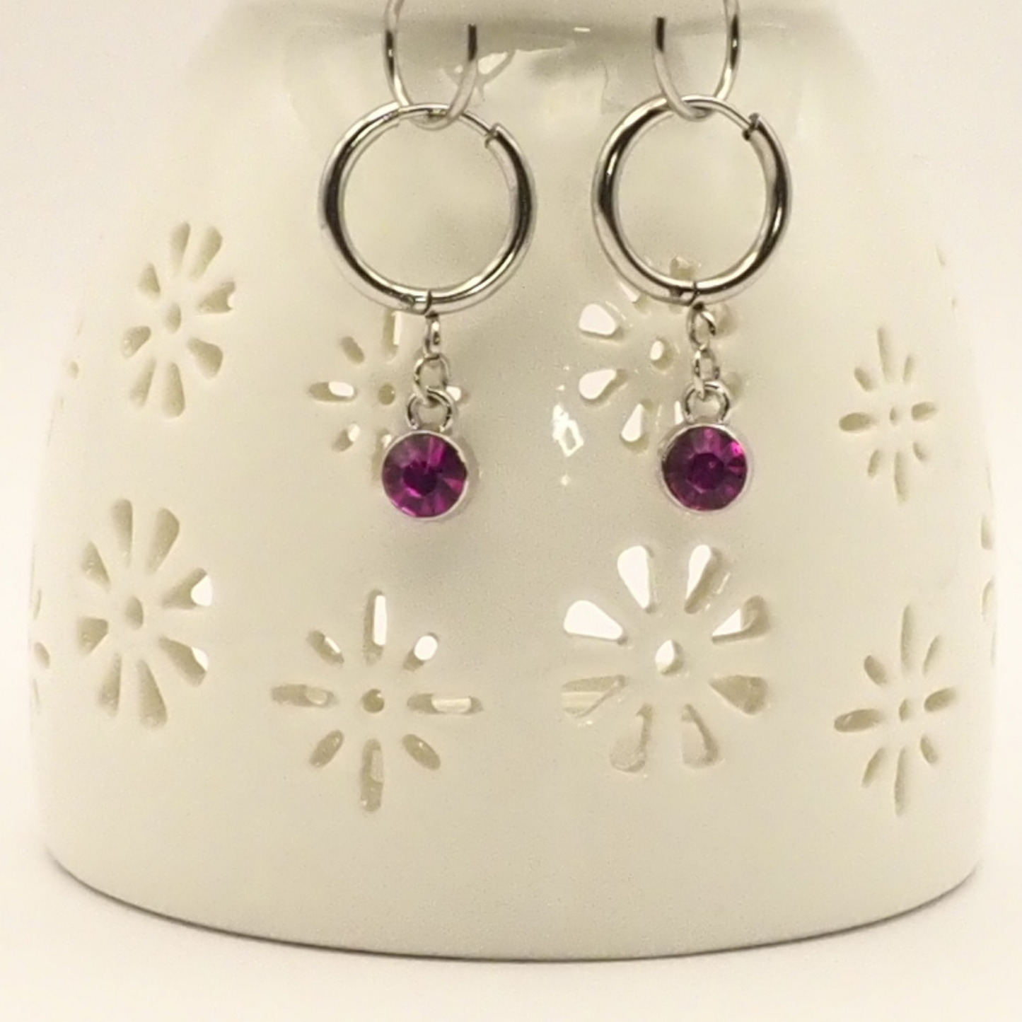Birth Month Stainless Steel Hoop Earrings