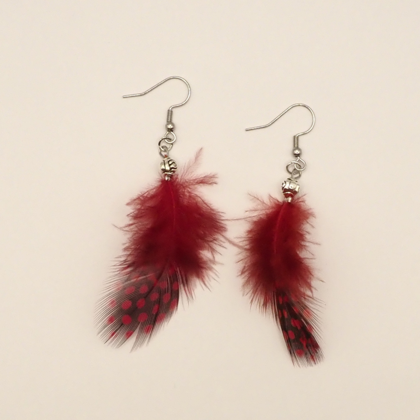 Red Feathery Earrings