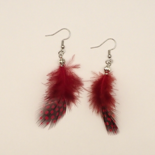 Red Feathery Earrings