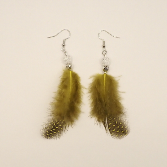 Cracked Quartz Feathery Earrings