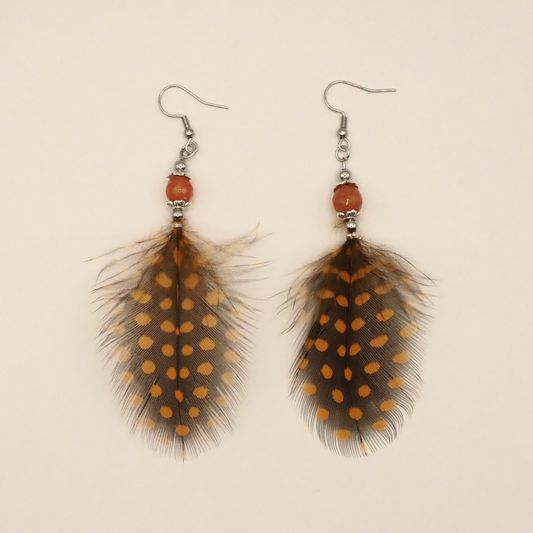 Orange Chalcedony Feathered Earrings