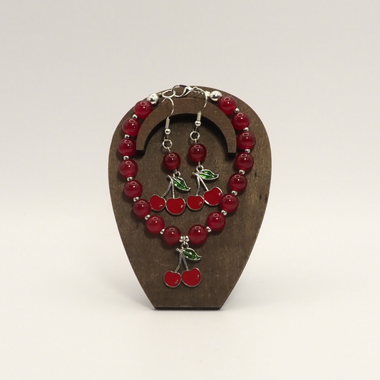 Playful Cherry Bracelet & Earring Set