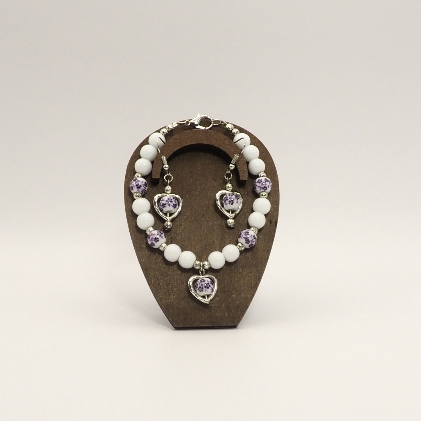 Porcelain Heart Bracelet and Earring Sets