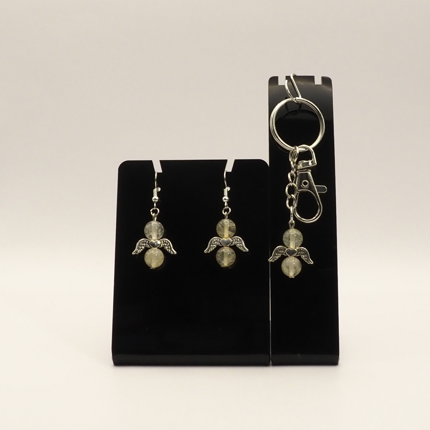 Crystal and Stone Angel Earring and Keyring Sets