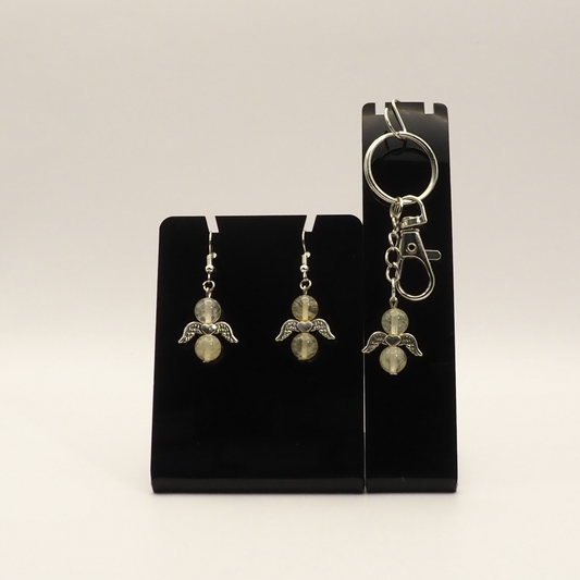 Crystal and Stone Angel Earring and Keyring Sets