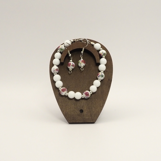 Elegant Porcelain Bracelet & Earring Set