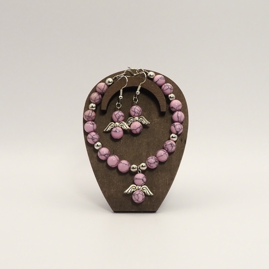 Stone Angel Bracelet & Earring Sets