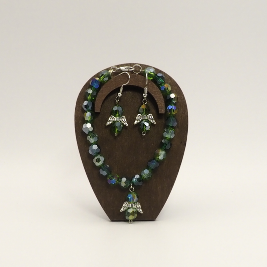 Beautiful Crystal Angel Bracelet & Earring Sets