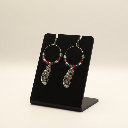 Feather Charm Hoop Earrings