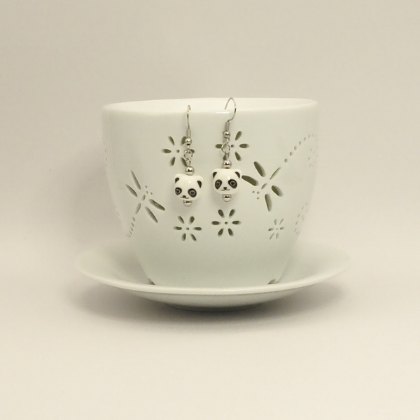 Adorable Lampwork Panda Earrings